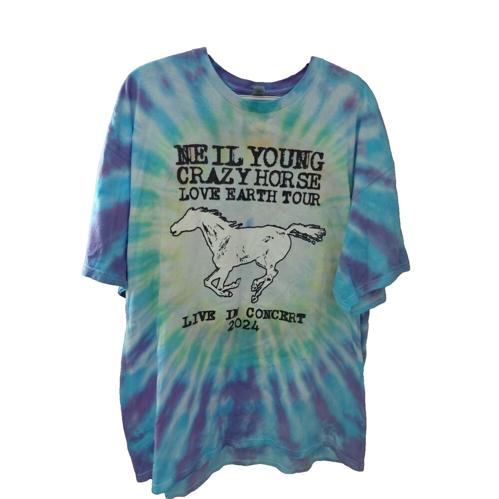 Neil Young Crazy Horse Tie Dye 2024 Love Earth Concert Tour T Shirt Please Read - Picture 1 of 6